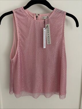 Alice + Olivia Light Pink Sequin Mesh Tank Top